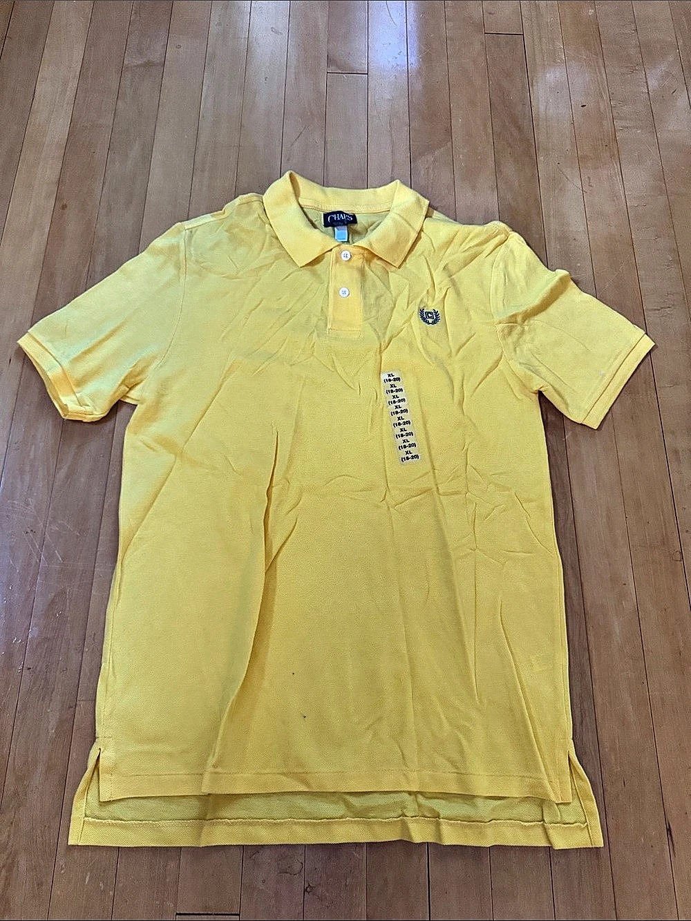 Chaps Cotton Pique logo Polo Shirt Boys Yellow XL (18-20) NWT